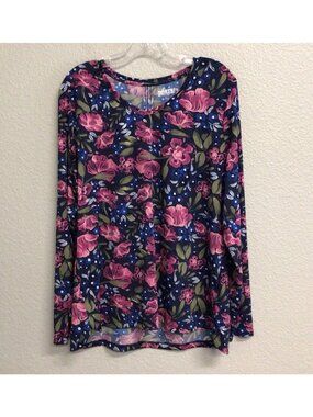 Duluth Trading Co. Suit Up Swim Long Sleeve T-Shirt Women’s Blue Floral Sz Large